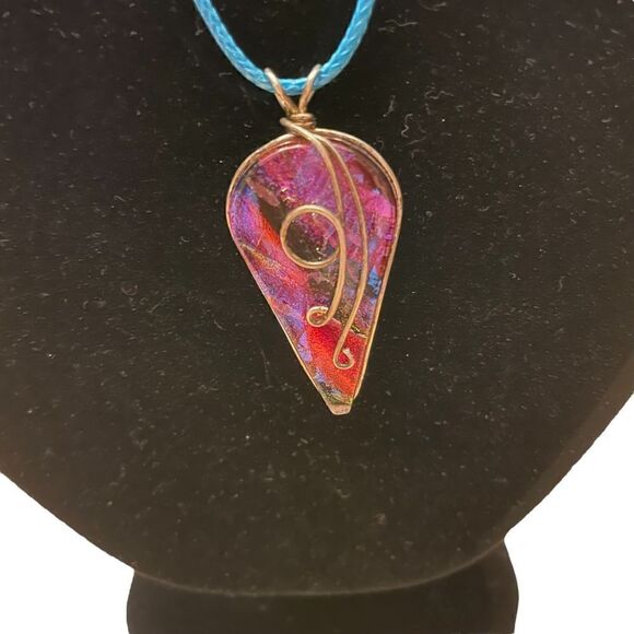 Dichroic Glass Pendant Necklace - Picture 1 of 4